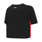 NBA CHICAGO BULLS RETRO ELEVATION T-SHIRT EN JERSEY SIMPLE À COUPE CARRÉE POUR FEMME (NOIR)