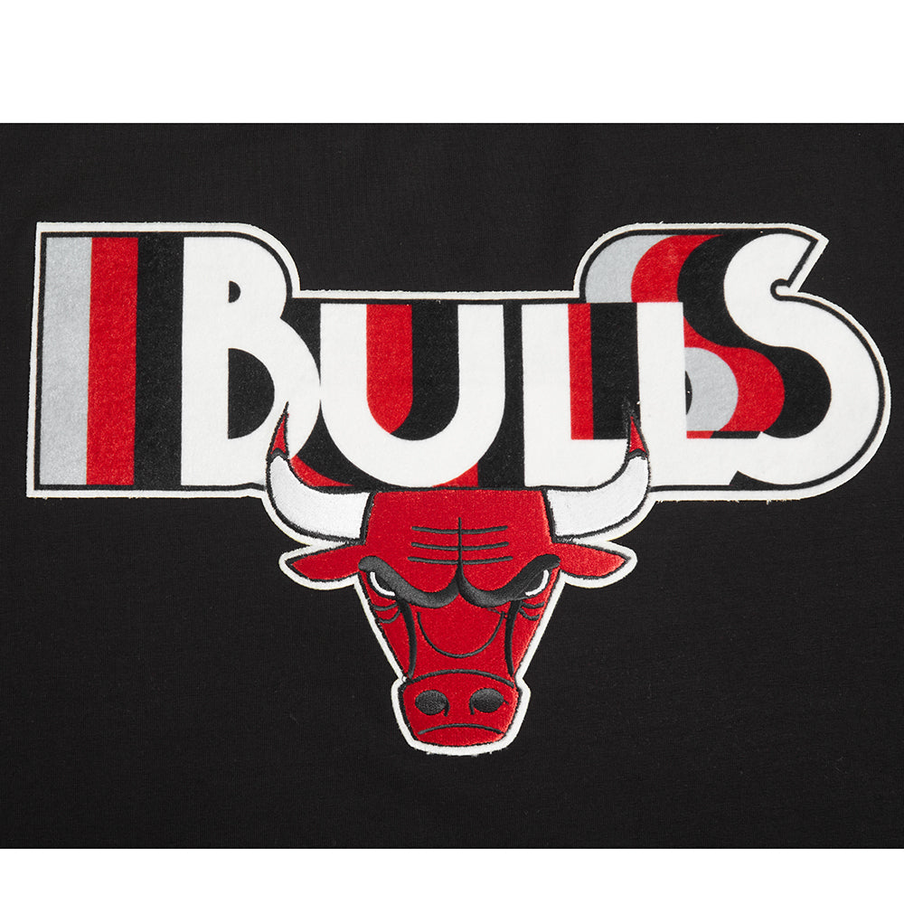 NBA CHICAGO BULLS RETRO ELEVATION T-SHIRT EN JERSEY SIMPLE À COUPE CARRÉE POUR FEMME (NOIR)