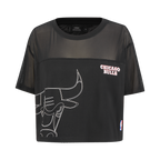 NBA CHICAGO BULLS SHEER INFLUENCE WOMEN'S SHEER BOXY TEE (BLACK)
