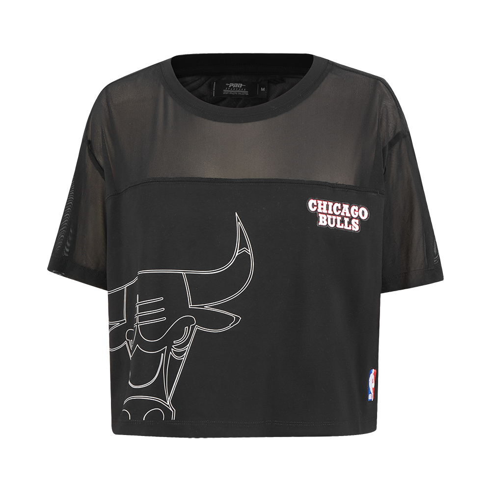 NBA CHICAGO BULLS SHEER INFLUENCE WOMEN'S SHEER BOXY TEE (BLACK)