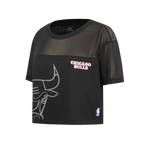 NBA CHICAGO BULLS SHEER INFLUENCE WOMEN'S SHEER BOXY TEE (BLACK)