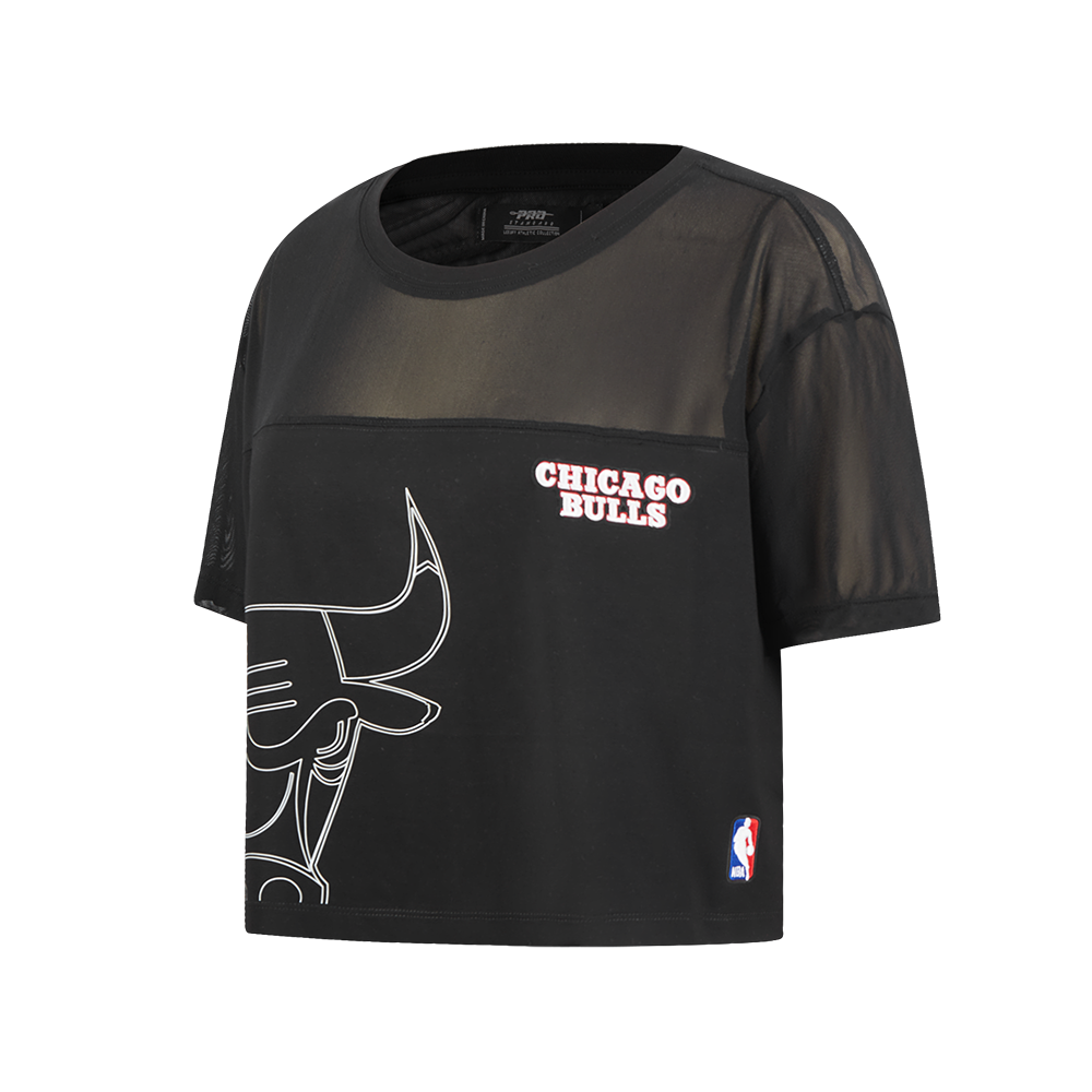 NBA CHICAGO BULLS SHEER INFLUENCE WOMEN'S SHEER BOXY TEE (BLACK)