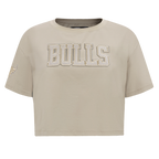 NBA CHICAGO BULLS NEUTRAL T-SHIRT À COUPE CARRÉE POUR FEMME (TAUPE)