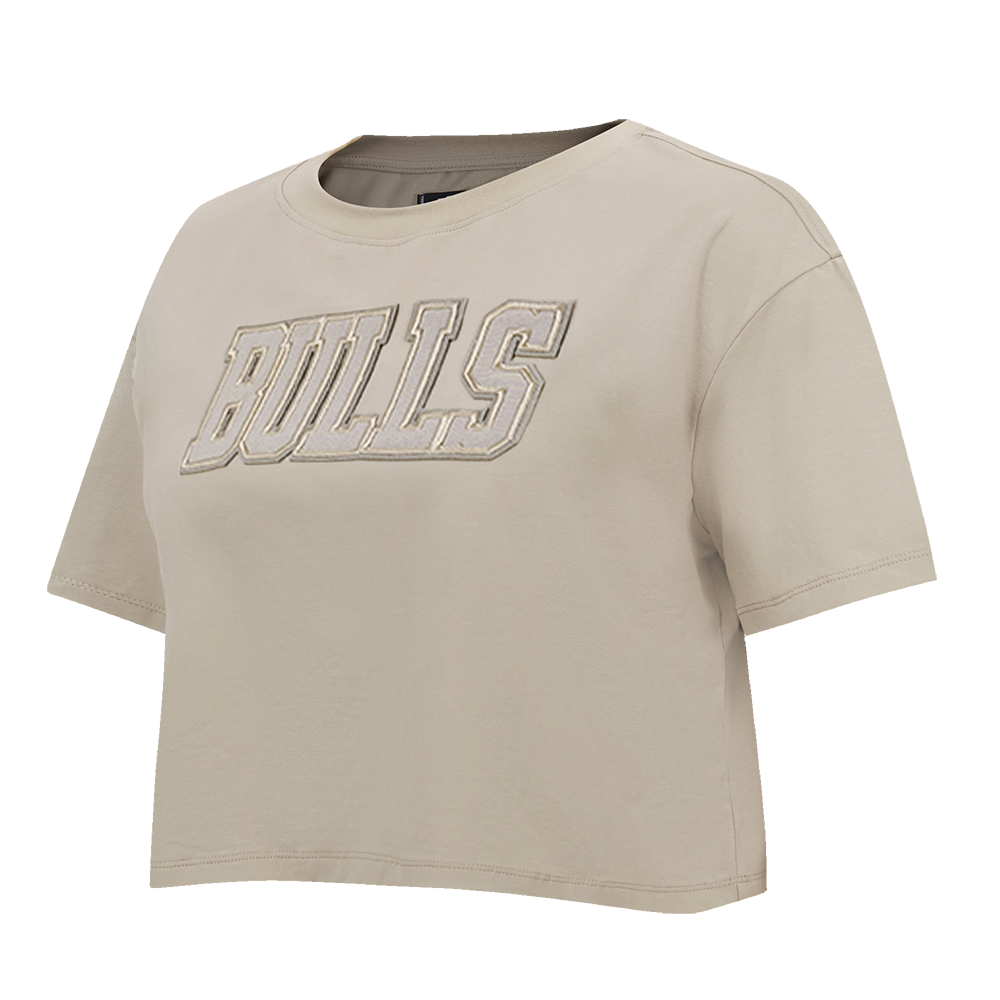 NBA CHICAGO BULLS NEUTRAL T-SHIRT À COUPE CARRÉE POUR FEMME (TAUPE)