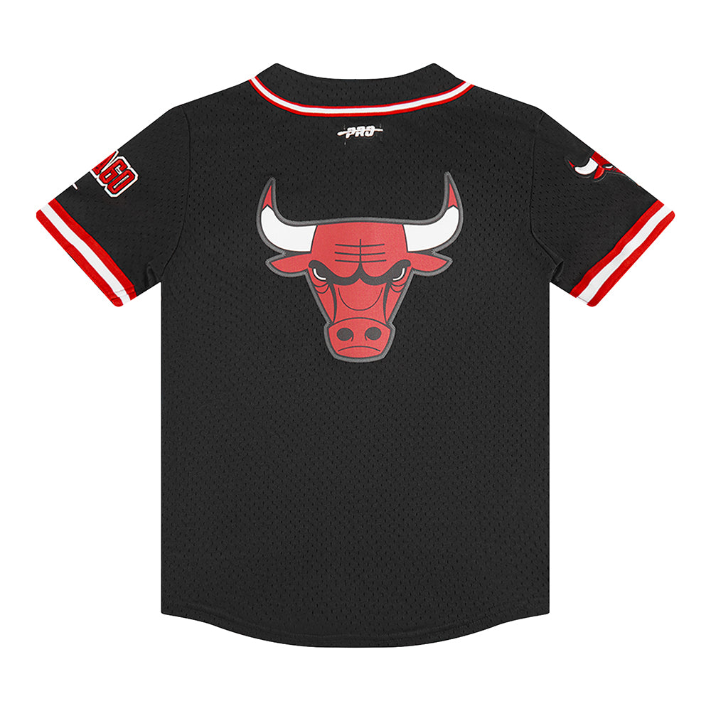 NBA CHICAGO BULLS CLASSIC BIG BOYS MESH BUTTON DOWN SHIRT (BLACK/RED)