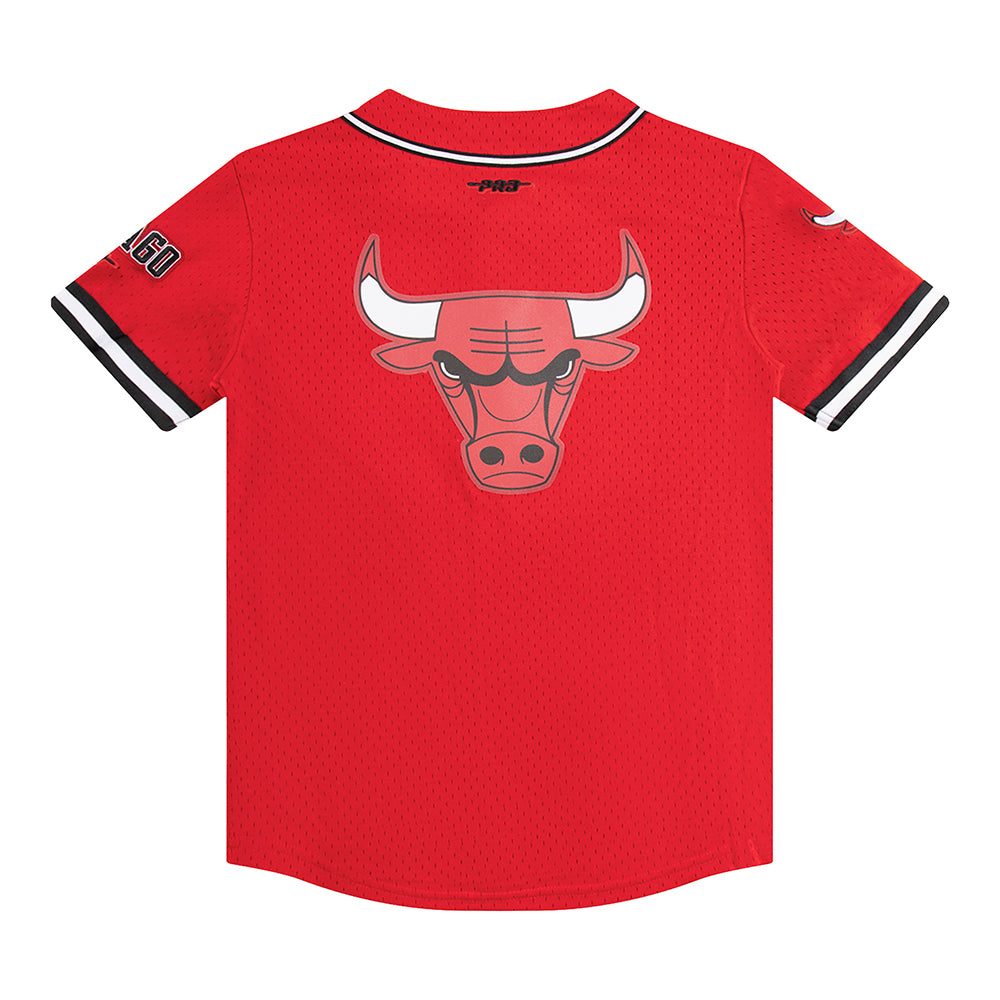 NBA CHICAGO BULLS CLASSIC BIG BOYS MESH BUTTON DOWN SHIRT (RED/BLACK)