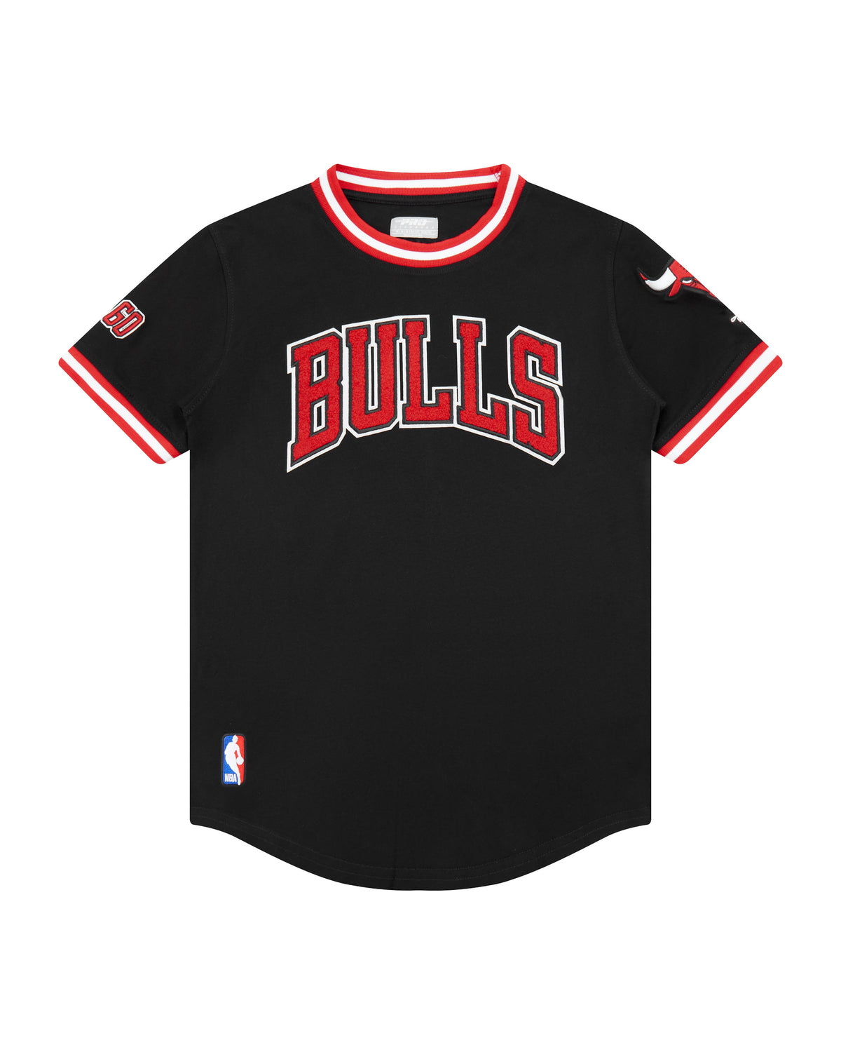 NBA CHICAGO BULLS CLASSIC BIG BOY'S SHORT SLEEVE STRIPED RIB TEE (BLACK/RED)