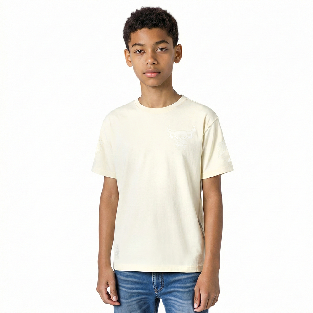 NBA CHICAGO BULLS NEUTRAL T-SHIRT EN JERSEY SIMPLE POUR GARÇON JUNIOR (COQUILLE D'ŒUF)