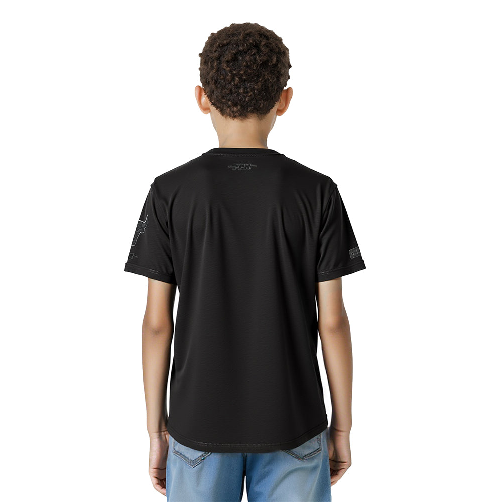 NBA CHICAGO BULLS TRIPLE BLACK T-SHIRT EN JERSEY SIMPLE POUR GARÇON JUNIOR (NOIR)