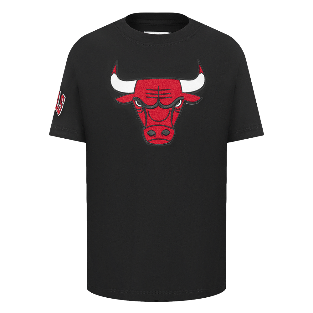 NBA CHICAGO BULLS RETRO CLASSIC T-SHIRT EN JERSEY SIMPLE POUR GARÇON JUNIOR (NOIR)