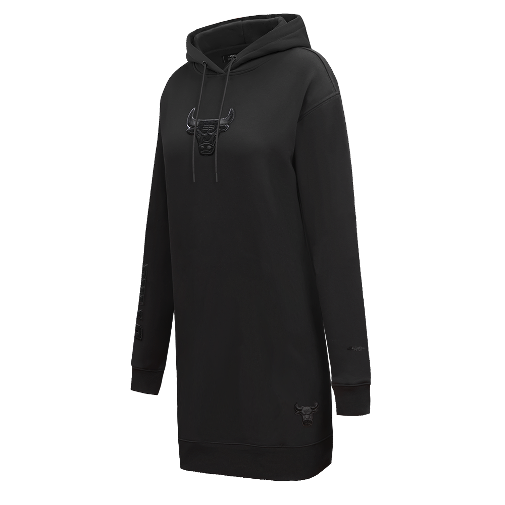NBA CHICAGO BULLS TRIPLE BLACK WOMEN'S HOODIE DRESS (TRIPLE BLACK)