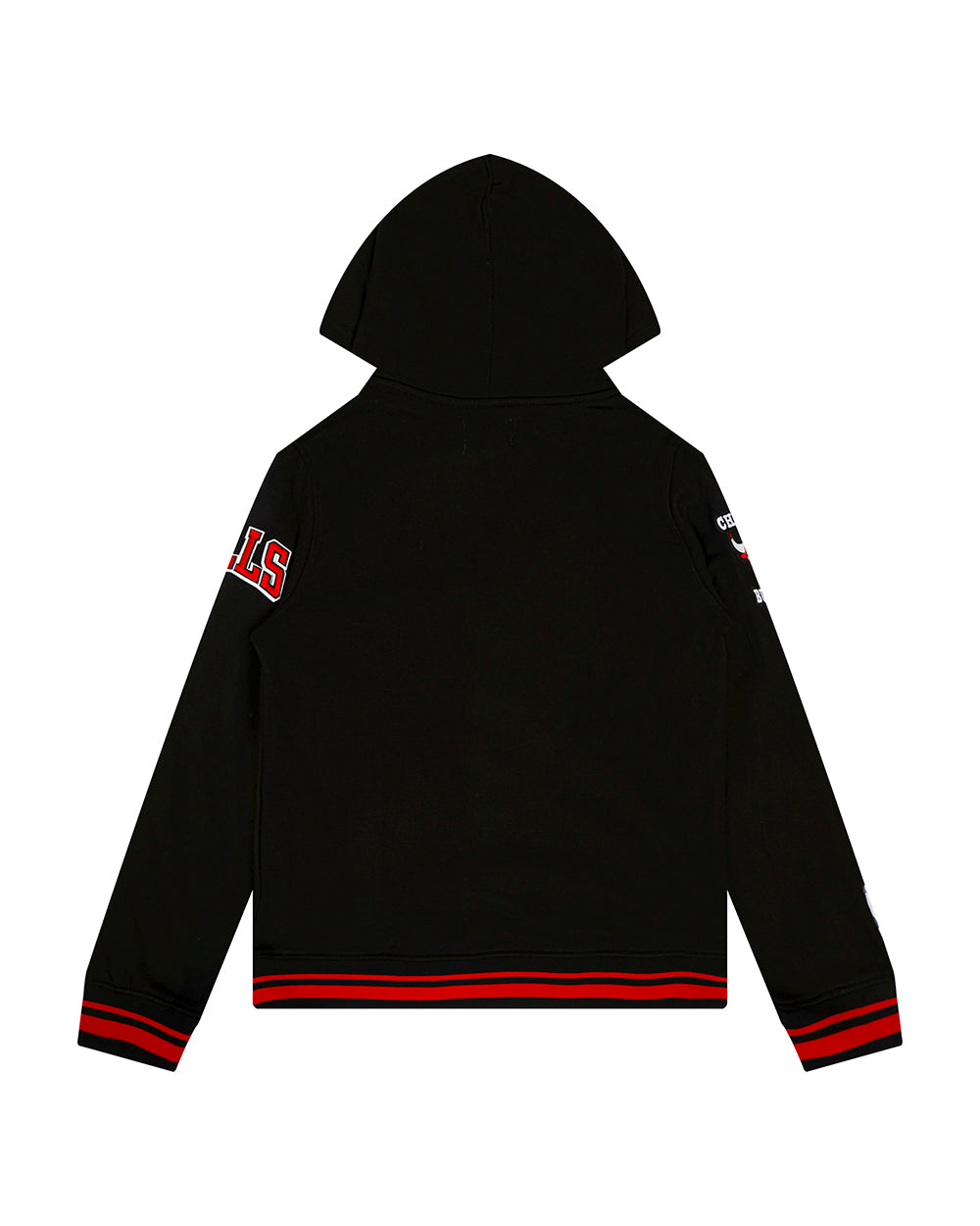 NBA CHICAGO BULLS RETRO CLASSIC BIG BOYS RIB FLEECE PULLOVER HOODIE (BLACK/RED/BLACK)