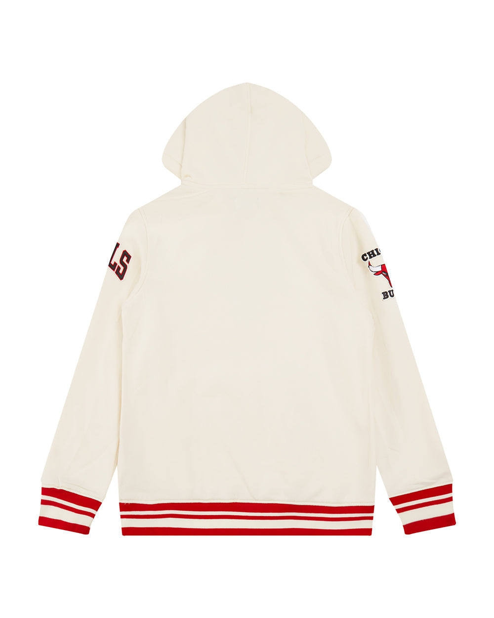 NBA CHICAGO BULLS RETRO CLASSIC LITTLE GIRLS RIB FLEECE PULLOVER HOODIE (EGGSHELL/ RED)
