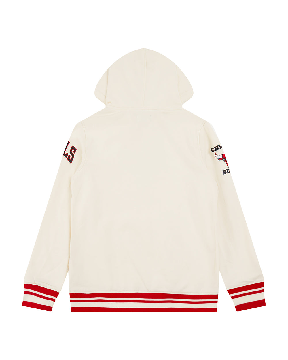 NBA CHICAGO BULLS RETRO CLASSIC LITTLE GIRL'S RIB FLEECE PULLOVER HOODIE (EGGSHELL/ RED)