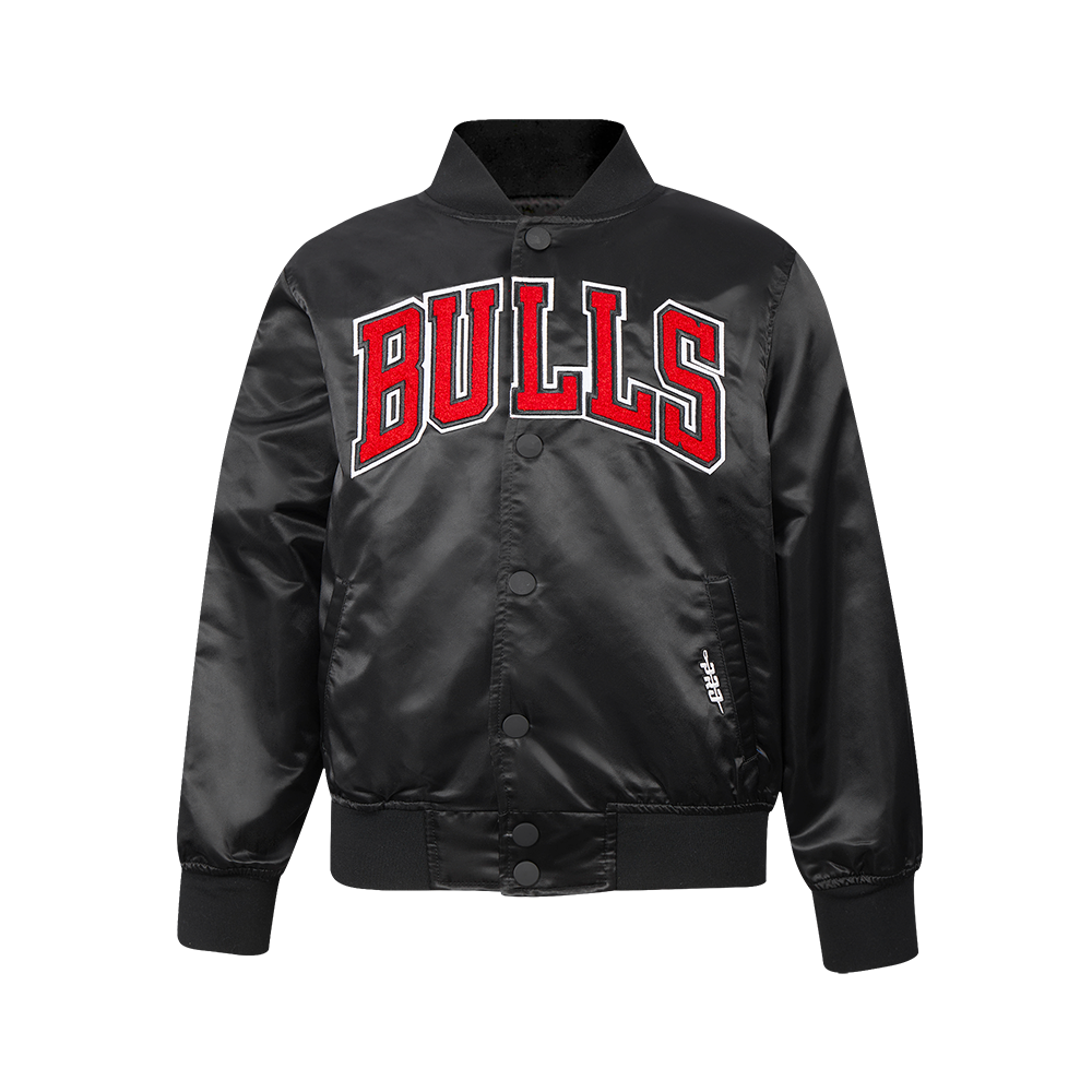 NBA CHICAGO BULLS CLASSIC BIG BOY'S SATIN JACKET (BLACK)