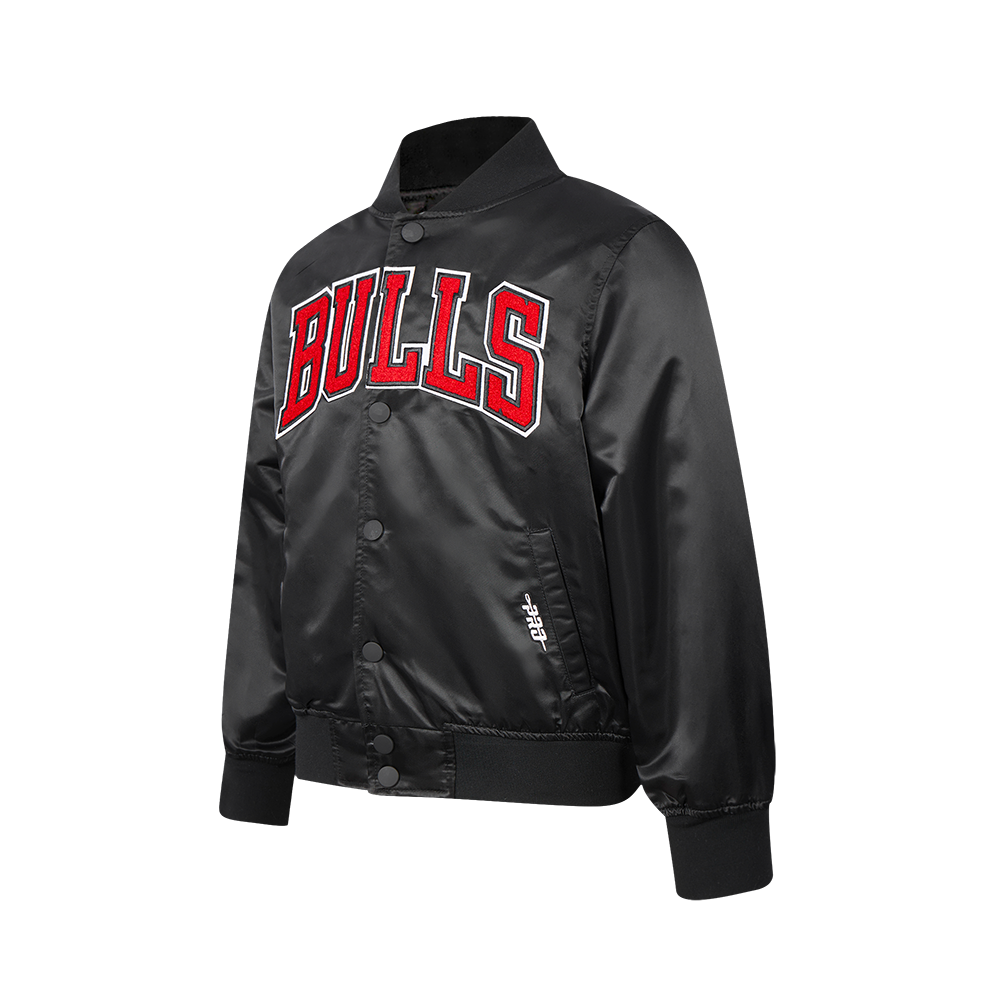 NBA CHICAGO BULLS CLASSIC BIG BOY'S SATIN JACKET (BLACK)