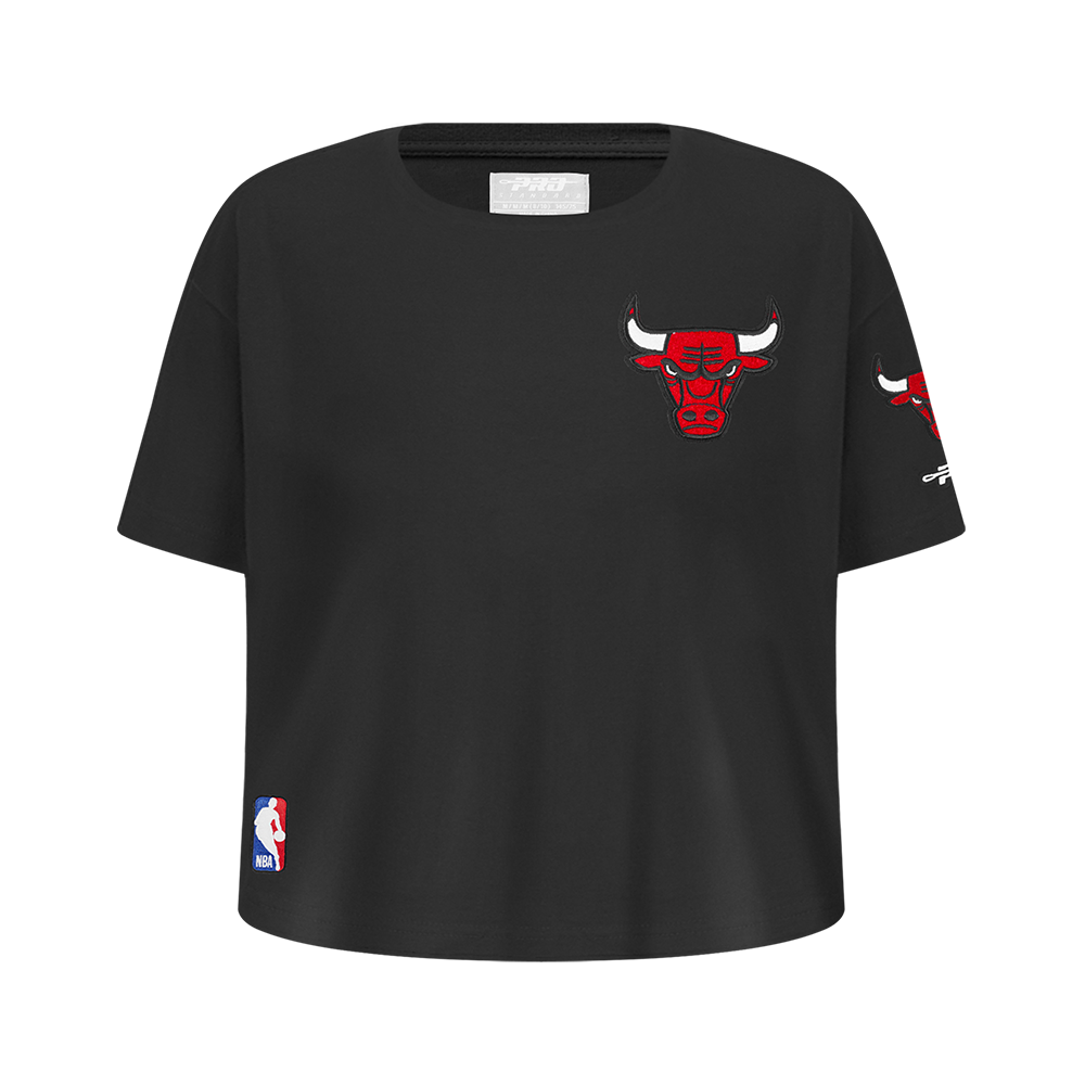 NBA CHICAGO BULLS CLASSIC T-SHIRT À COUPE CARRÉE À MANCHES COURTES POUR FILLE JUNIOR (NOIR)