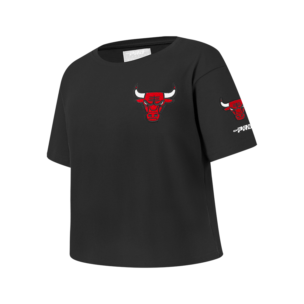 NBA CHICAGO BULLS CLASSIC T-SHIRT À COUPE CARRÉE À MANCHES COURTES POUR FILLE JUNIOR (NOIR)