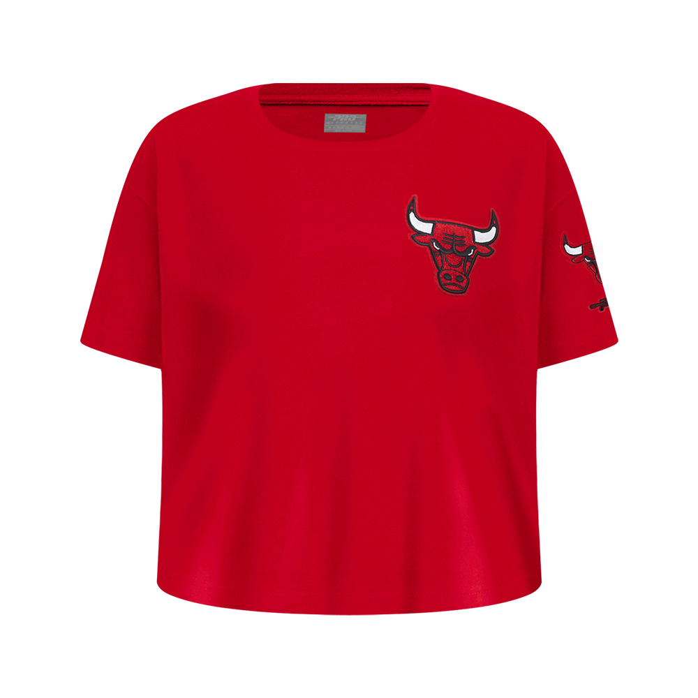 NBA CHICAGO BULLS CLASSIC T-SHIRT À COUPE CARRÉE À MANCHES COURTES POUR FILLE JUNIOR (ROUGE)