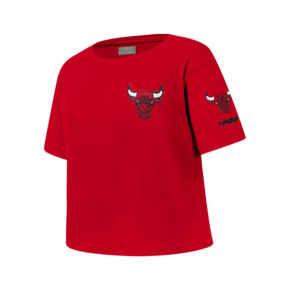NBA CHICAGO BULLS CLASSIC T-SHIRT À COUPE CARRÉE À MANCHES COURTES POUR FILLE JUNIOR (ROUGE)