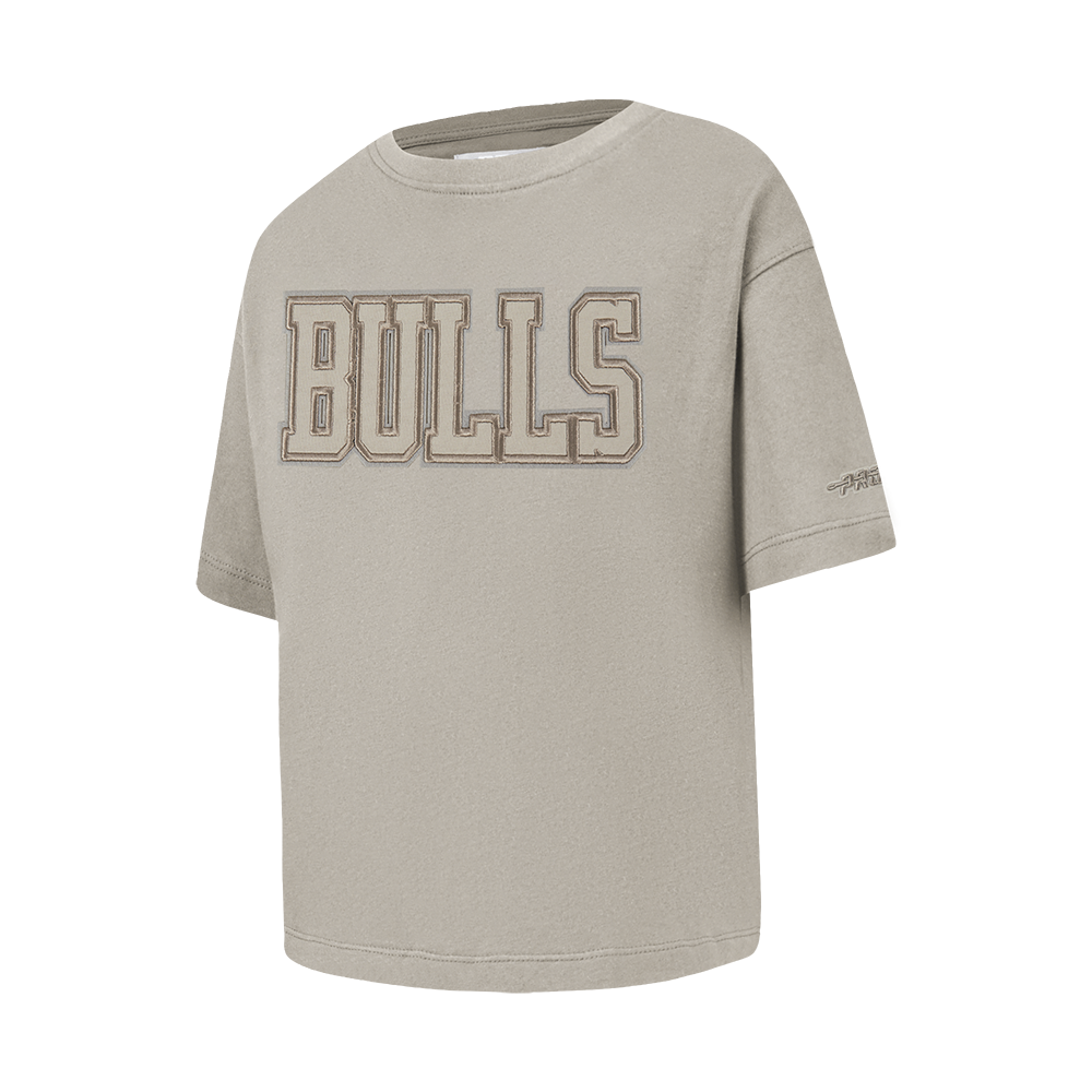 NBA CHICAGO BULLS NEUTRAL T-SHIRT À COUPE CARRÉE À MANCHES COURTES POUR FILLE JUNIOR (TAUPE)