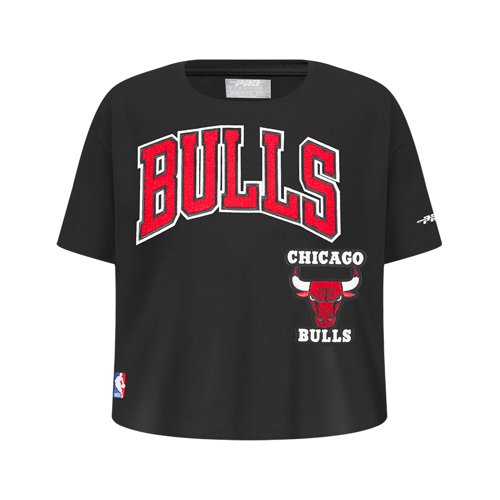 NBA CHICAGO BULLS RETRO CLASSIC T-SHIRT À COUPE CARRÉE À MANCHES COURTES POUR FILLE JUNIOR (NOIR)