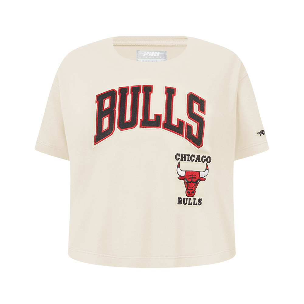 NBA CHICAGO BULLS RETRO CLASSIC T-SHIRT À COUPE CARRÉE À MANCHES COURTES POUR FILLE JUNIOR (COQUILLE D'ŒUF)