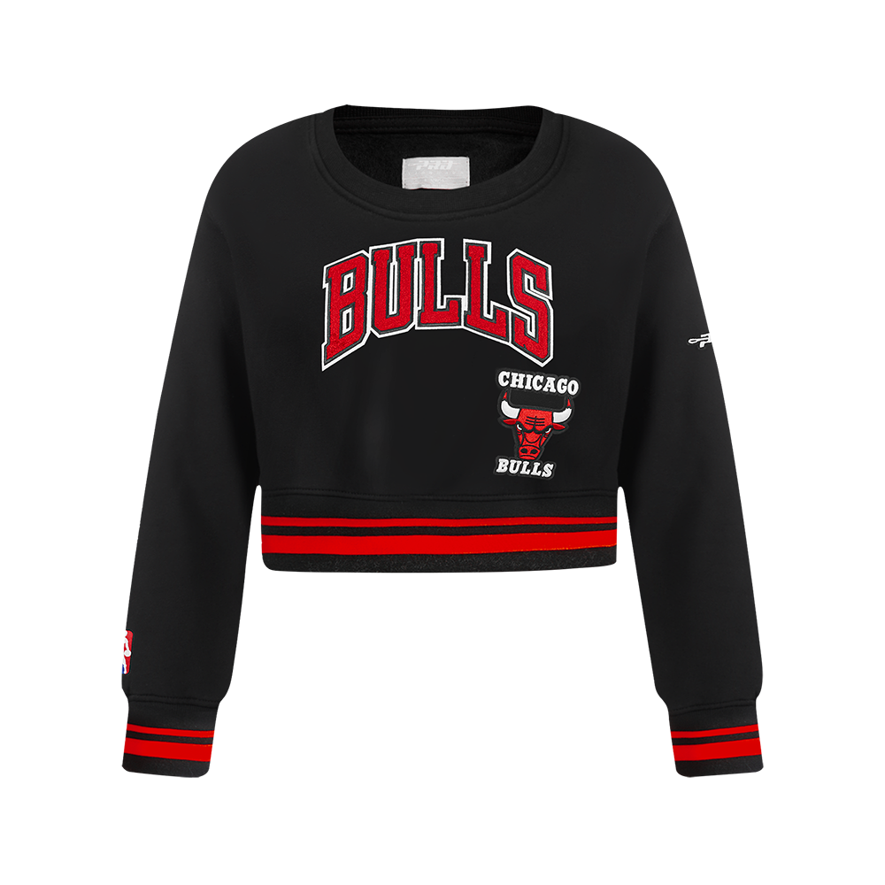 NBA CHICAGO BULLS RETRO CLASSIC BIG GIRL'S RIB FLC CREWNECK (EGGSHELL/ RED)