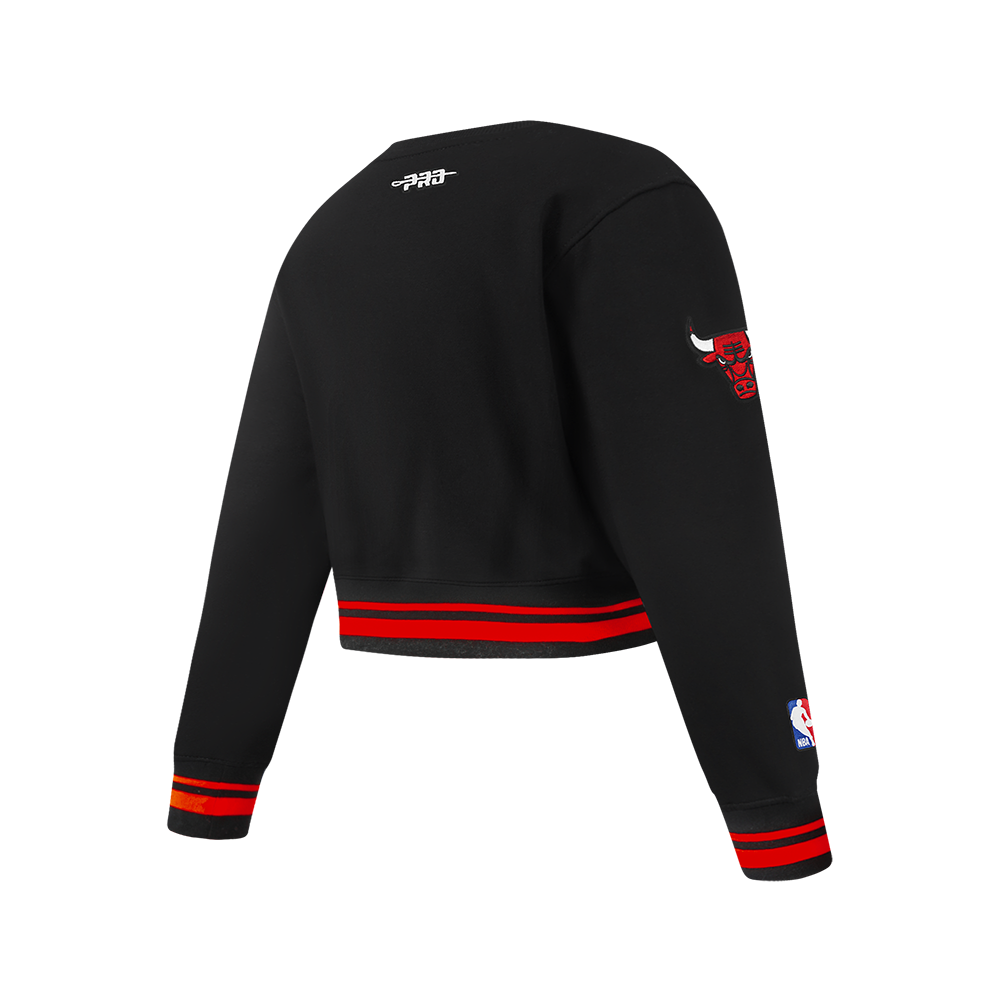 NBA CHICAGO BULLS RETRO CLASSIC BIG GIRL'S RIB FLC CREWNECK (EGGSHELL/ RED)