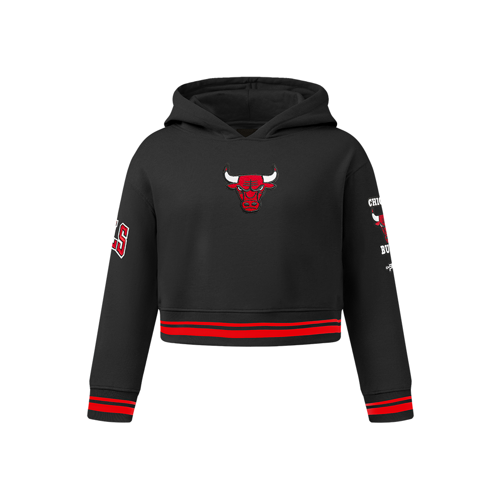 NBA CHICAGO BULLS RETRO CLASSIC CHANDAIL À CAPUCHON EN MOLLETON CÔTELÉ POUR FILLE JUNIOR (NOIR/ROUGE/NOIR)