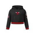 NBA CHICAGO BULLS RETRO CLASSIC CHANDAIL À CAPUCHON EN MOLLETON CÔTELÉ POUR FILLE JUNIOR (NOIR/ROUGE/NOIR)