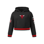 NBA CHICAGO BULLS RETRO CLASSIC CHANDAIL À CAPUCHON EN MOLLETON CÔTELÉ POUR FILLE JUNIOR (NOIR/ROUGE/NOIR)