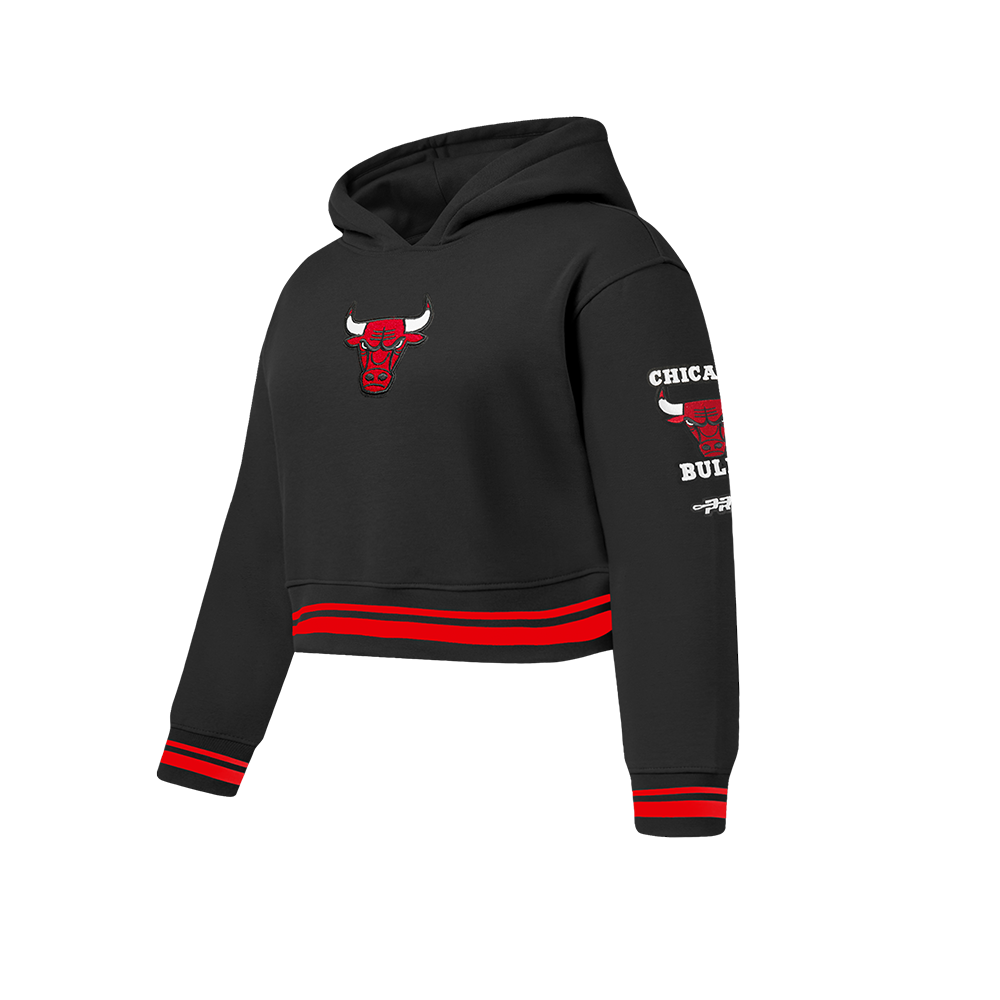 NBA CHICAGO BULLS RETRO CLASSIC CHANDAIL À CAPUCHON EN MOLLETON CÔTELÉ POUR FILLE JUNIOR (NOIR/ROUGE/NOIR)
