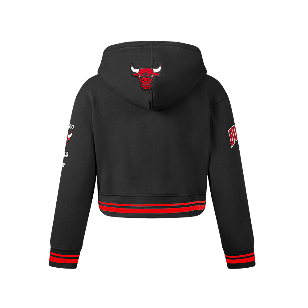 NBA CHICAGO BULLS RETRO CLASSIC CHANDAIL À CAPUCHON EN MOLLETON CÔTELÉ POUR FILLE JUNIOR (NOIR/ROUGE/NOIR)