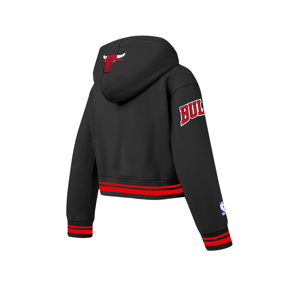 NBA CHICAGO BULLS RETRO CLASSIC CHANDAIL À CAPUCHON EN MOLLETON CÔTELÉ POUR FILLE JUNIOR (NOIR/ROUGE/NOIR)