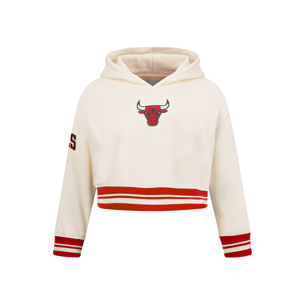 NBA CHICAGO BULLS RETRO CLASSIC CHANDAIL À CAPUCHON EN MOLLETON CÔTELÉ POUR FILLE JUNIOR (COQUILLE D'ŒUF/ROUGE)