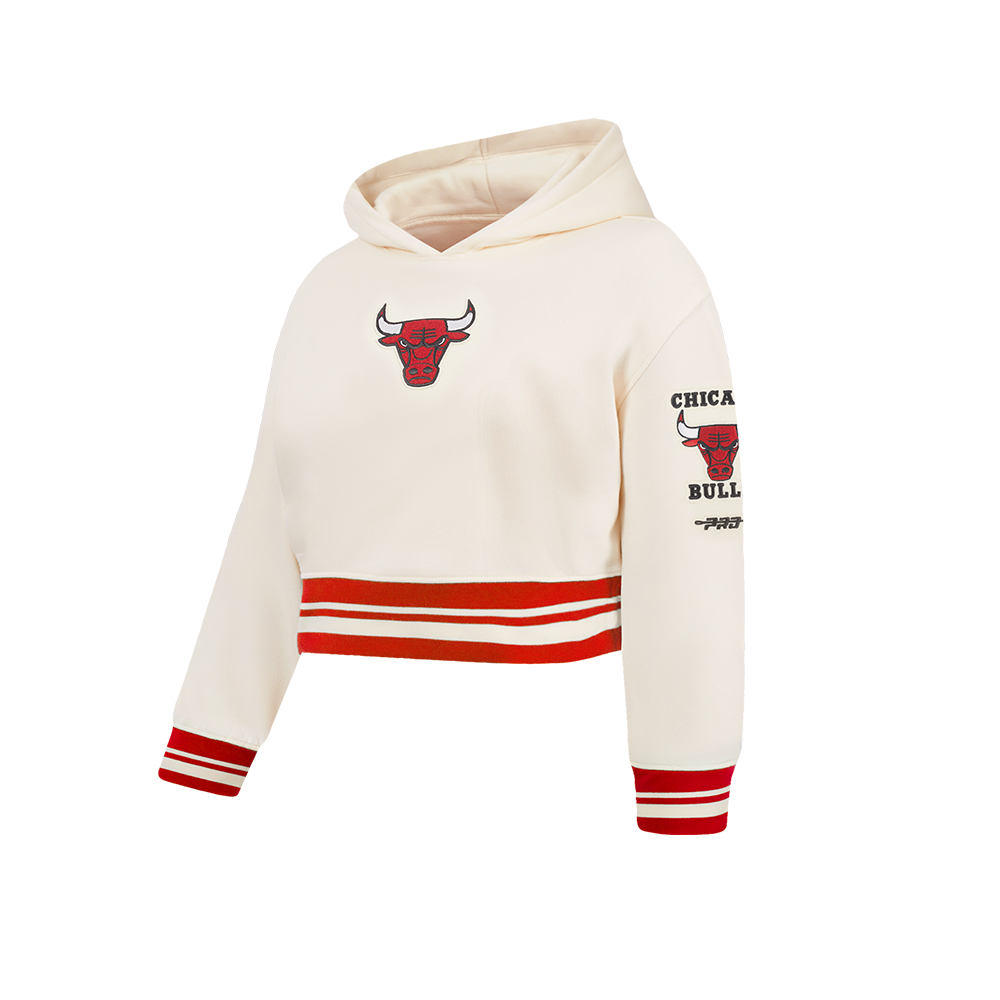 NBA CHICAGO BULLS RETRO CLASSIC CHANDAIL À CAPUCHON EN MOLLETON CÔTELÉ POUR FILLE JUNIOR (COQUILLE D'ŒUF/ROUGE)