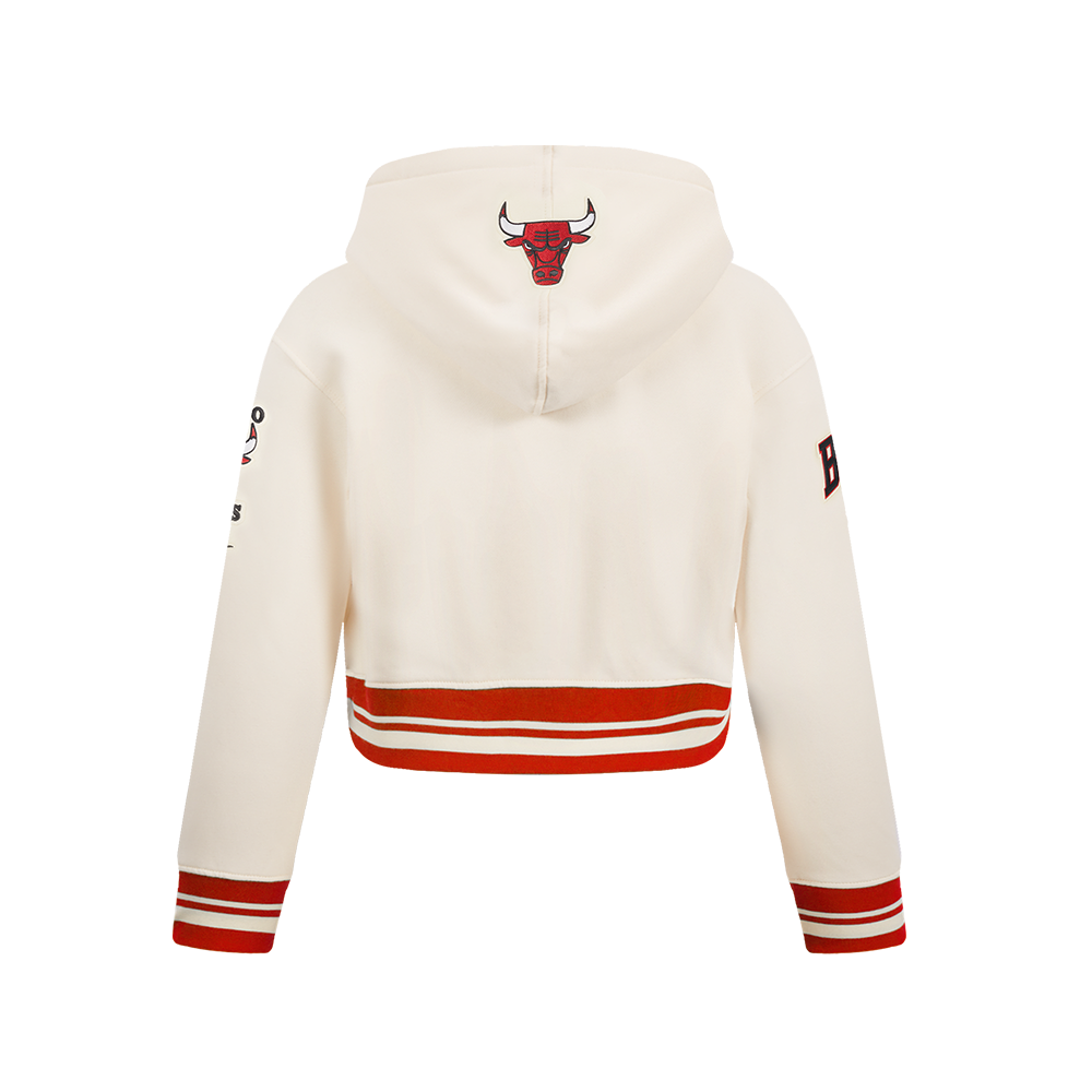 NBA CHICAGO BULLS RETRO CLASSIC CHANDAIL À CAPUCHON EN MOLLETON CÔTELÉ POUR FILLE JUNIOR (COQUILLE D'ŒUF/ROUGE)