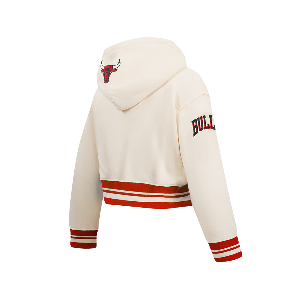 NBA CHICAGO BULLS RETRO CLASSIC CHANDAIL À CAPUCHON EN MOLLETON CÔTELÉ POUR FILLE JUNIOR (COQUILLE D'ŒUF/ROUGE)