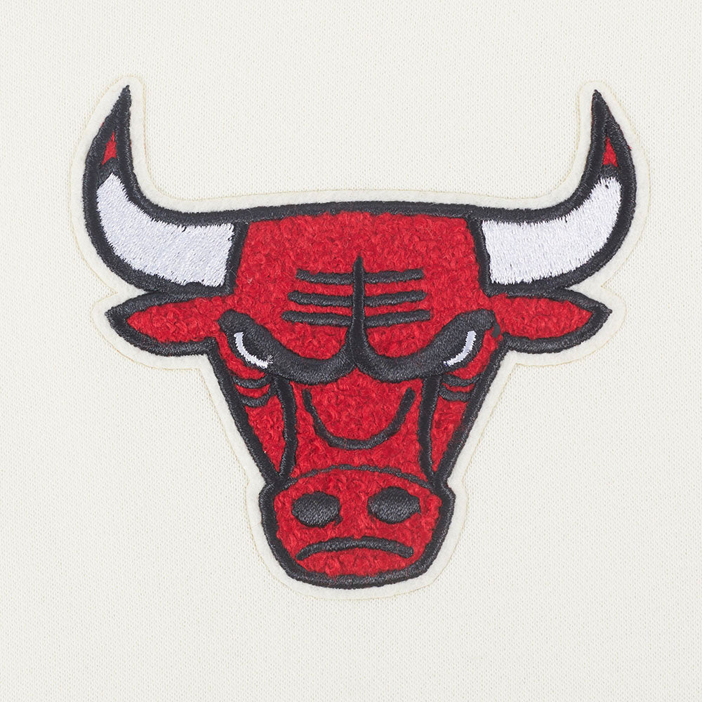 NBA CHICAGO BULLS RETRO CLASSIC CHANDAIL À CAPUCHON EN MOLLETON CÔTELÉ POUR FILLE JUNIOR (COQUILLE D'ŒUF/ROUGE)