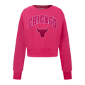 NBA CHICAGO BULLS TRIPLE PINK BIG GIRL'S FLC CREWNECK (BEETROOT PURPLE)