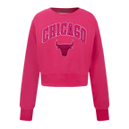 NBA CHICAGO BULLS TRIPLE PINK BIG GIRL'S FLC CREWNECK (BEETROOT PURPLE)