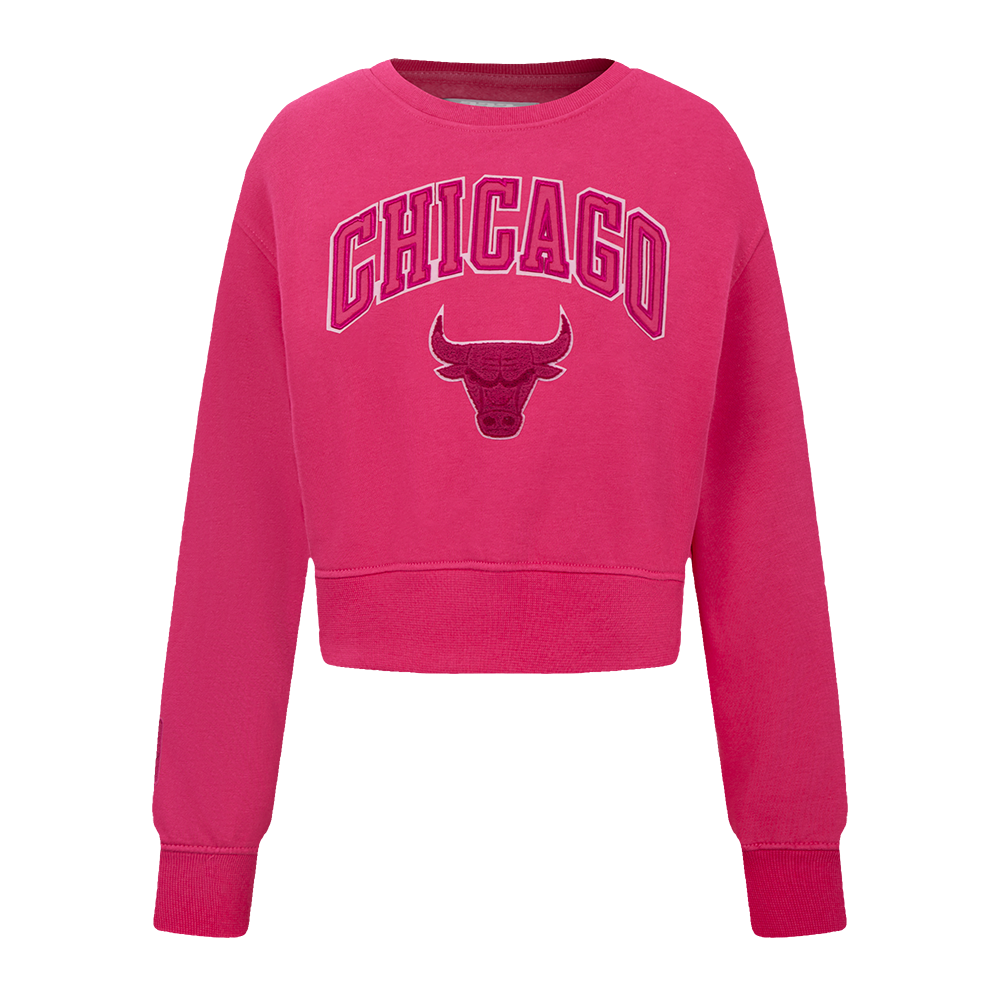 NBA CHICAGO BULLS TRIPLE PINK BIG GIRL'S FLC CREWNECK (BEETROOT PURPLE)