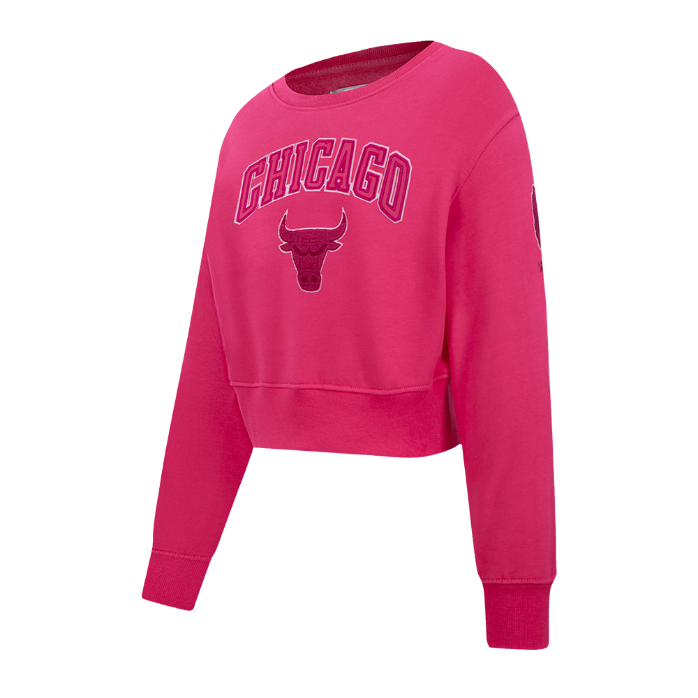 NBA CHICAGO BULLS TRIPLE PINK BIG GIRL'S FLC CREWNECK (BEETROOT PURPLE)
