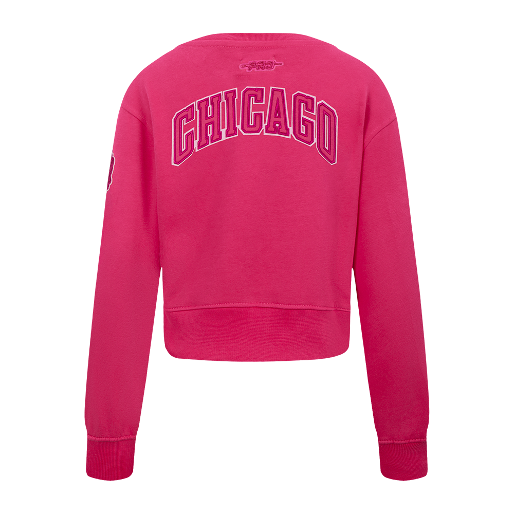 NBA CHICAGO BULLS TRIPLE PINK BIG GIRL'S FLC CREWNECK (BEETROOT PURPLE)