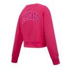 NBA CHICAGO BULLS TRIPLE PINK BIG GIRL'S FLC CREWNECK (BEETROOT PURPLE)