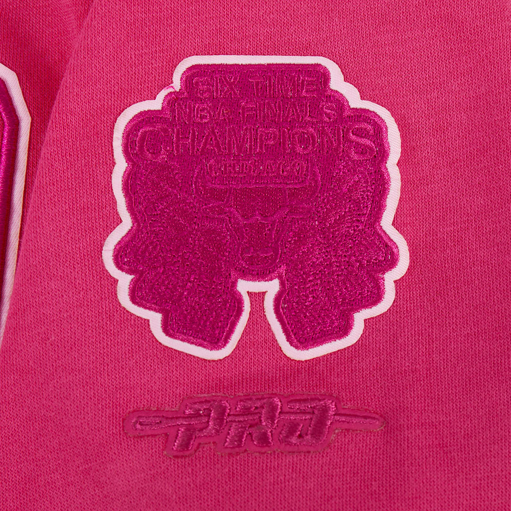 NBA CHICAGO BULLS TRIPLE PINK BIG GIRL'S FLC CREWNECK (BEETROOT PURPLE)