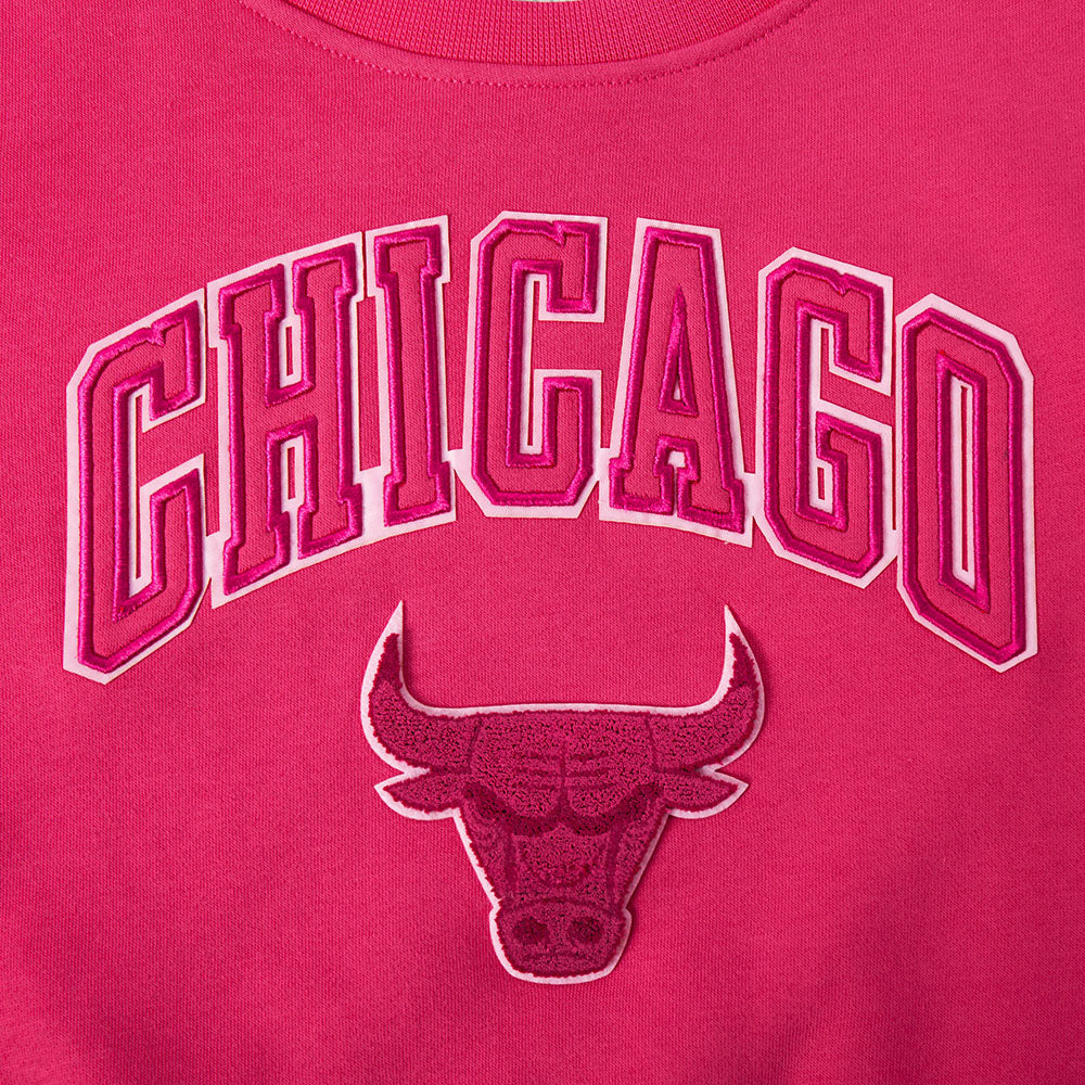 NBA CHICAGO BULLS TRIPLE PINK BIG GIRL'S FLC CREWNECK (BEETROOT PURPLE)