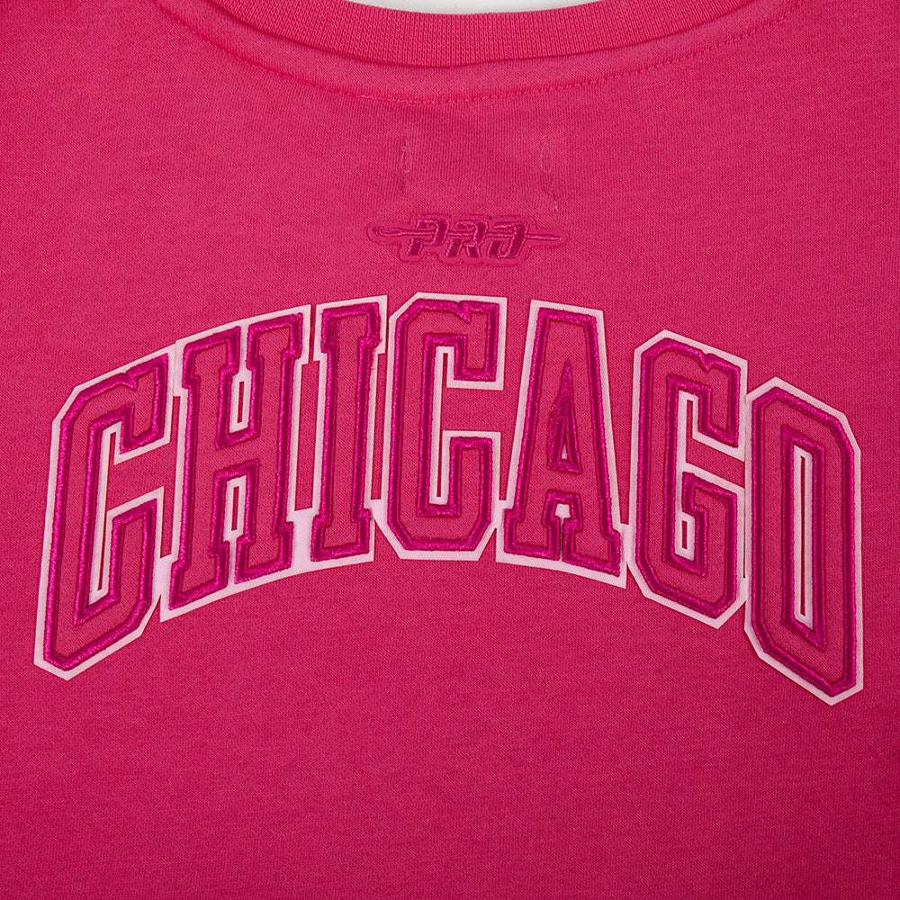 NBA CHICAGO BULLS TRIPLE PINK BIG GIRL'S FLC CREWNECK (BEETROOT PURPLE)