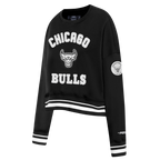 NBA CHICAGO BULLS PEARLS WOMEN'S RIB FLEECE CREWNECK (BLACK)